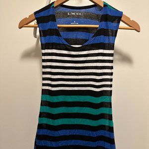 Striped Sleeveless Tank - Blue, Black, White, Green